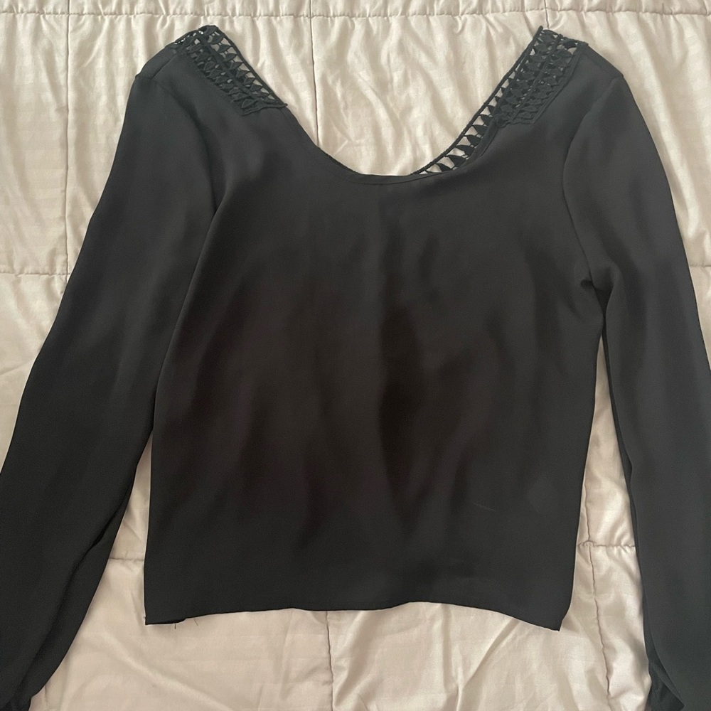 Black blouse with embroidery on the back